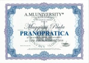 Iscrizione Albo di Diritto Privato al n°5256 A.MI. UNIVERSITY PRANOPRATICA - 19 novembre 2016 - Paola Maggioni