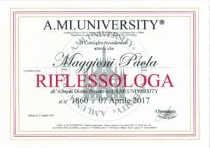 Iscrizione Albo di Diritto Privato al n°1860 A.MI. UNIVERSITY RIFLESSOLOGA 07 aprile 2017 Paola Maggioni
